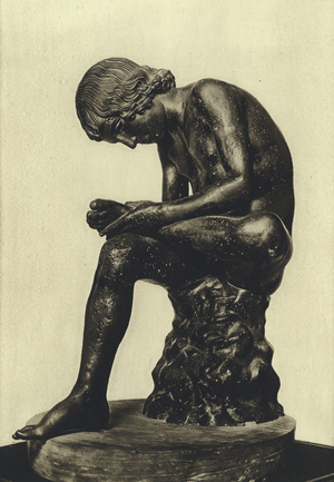 Capitoline Museum, Young man taking a thorn of the foot away (b/w photo)