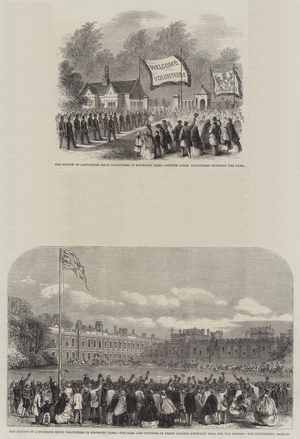 Review of the Lancashire Rifle Volunteers in Knowsley Park (engraving)