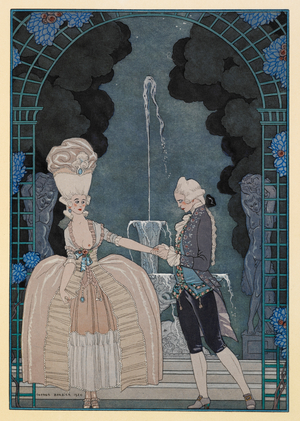 Colloque Sentimental. A man holding a woman's hand.