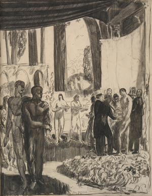 The Reception, 1922 (conte crayon on paper) 