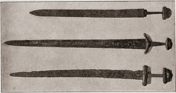 Weapons of the Anglo Saxon Period.  From A First Book of British History published 1925.