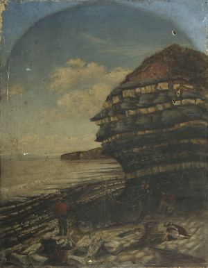 Rocks by the Sea with Fisherman