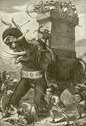 War elephant in the army of King Darius (engraving)