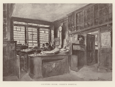 London: Counting House, Christ Hospital (litho)