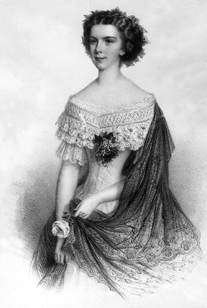 Empress Elizabeth of Austria (1837-1898) said Sissi, 1856 (engraving)