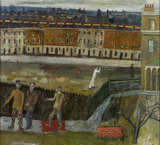 Street and Garden with Five Figures, 2016 (oil on canvas)