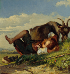 Shepherd boy with goats, 1853