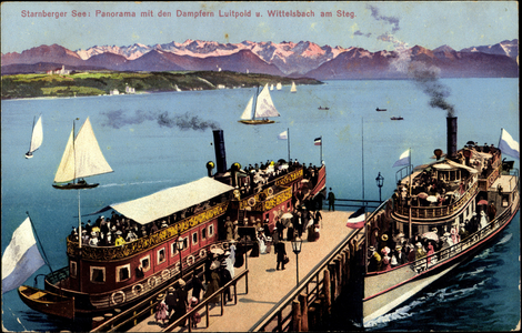 Starnberg, Panorama, Dampfer Luitpold & Wittelsbach