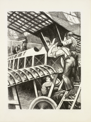 Assembling Parts 'Britain's Efforts and Ideals', Making Aircraft, 1917 (litho)