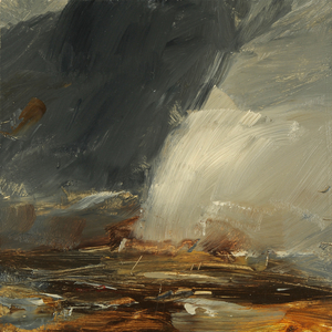 Dark Blue-grey and Slanting Light, Norfolk Coast (oil on panel)