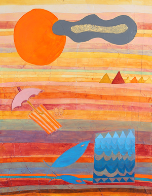 Too Hot at The Beach, 2015 (acrylic and plaster on hardboard)