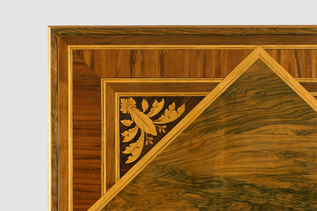 Detail of the top of a table with floral tarsia (wood)