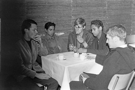 Black and white photo of Ronnie Beer, Philly Schilder, Mac Macalaister, Chris Schilder…, 1964 (photo)