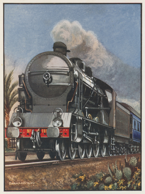 The Paris, Lyons and Mediterranean Railway, the Famous "Blue Train" to the Riviera (colour litho)