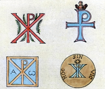 Different symbols consisting of the Greek letter "chi", meaning the cross and the name of Christ