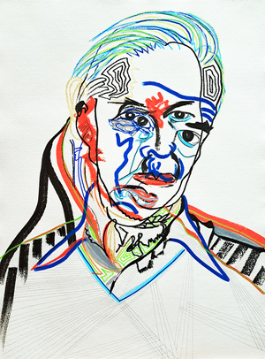 Surportrait : Hans J. Wegner, 2022 (acrylic on paper)