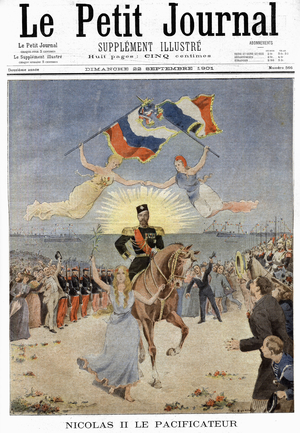 Frontpage of french newspaper "Le Petit Journal" september 22, 1901: czar Nicolas II of Russia, the peacemaker