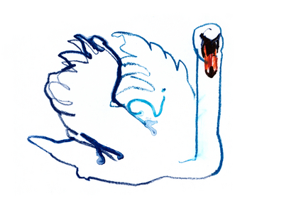 Swan, 2021, (mixed media on paper)