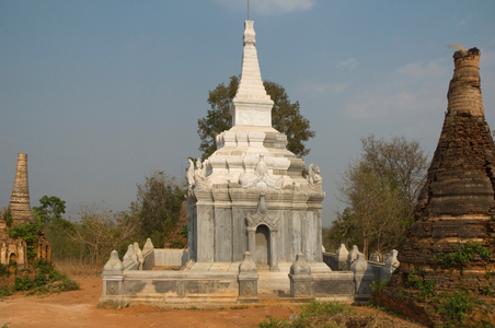 A complex of 1054 ruined Buddhist stupas, a forest of stupas, Shwe Inn Thein Paya, Lake Inle,  Myanmar