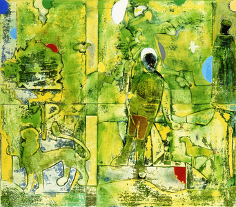 Constellation of the Archer, 1972 (oil and paper collage on masonite)