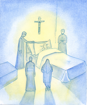 Those who accept God's plans, and God's help, can be made ready before death for their meeting with God, 2003 (w/c on paper)