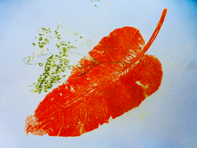Orange leaf, 2020 (monoprint on paper)