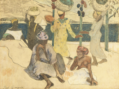 The Grasshoppers and the Ants (Souvenir of Martinique), 1889 (zincograph with hand-colouring on canary yellow paper)