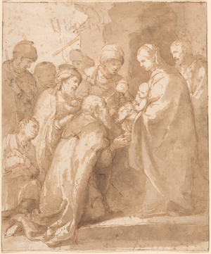 The Adoration of the Magi, c.1650-1656 (pen and ink)