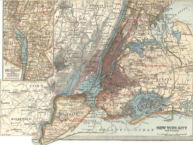 Map of New York City, c.1900 (engraving)