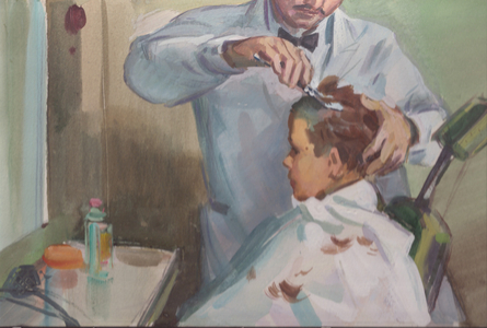 Having a Haircut, 1960s (gouache on paper)