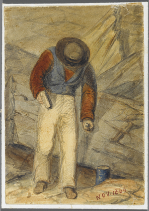 Stone Worker, 1864 (w/c over black media underdrawing)