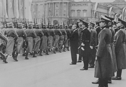 Yosuke Matsuoka attended a German Army military parade, Berlin 1941 (b/w photo)