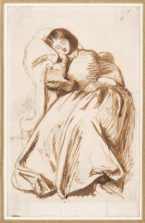 Elizabeth Siddal in a Chair (pen & ink on paper)