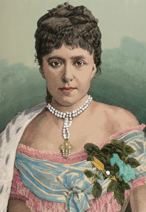 Maria Christina of Austria (1858-1929). Queen of Spain. Second wife of King Alfonso XII, 1892 (colour engraving)
