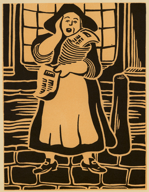 Old London: Ballad seller (woodcut)