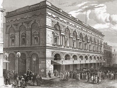 The Free Trade Hall, Manchester, England in the late 19th century.  From Our Own Country published 1898
