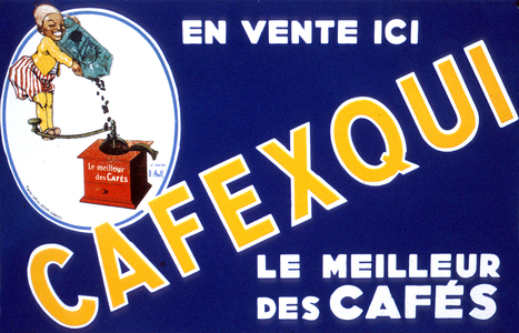 advertising enamelled plate for coffee Cafexqui in the 30's