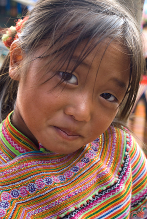 Portrait of a Flower Hmong girl in Sapa Vietnam, Lao Cai Province, Vietnam (photo)