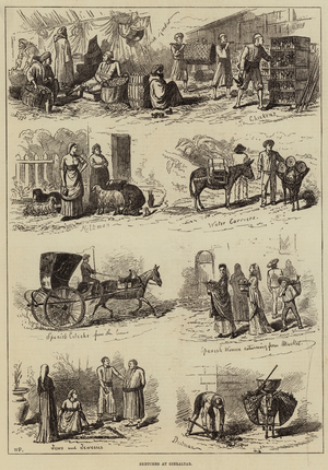 Sketches at Gibraltar (engraving)