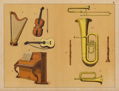 Musical instruments (colour litho)