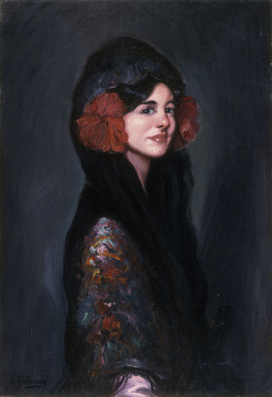 Portrait of an Elegant Lady (oil on canvas)