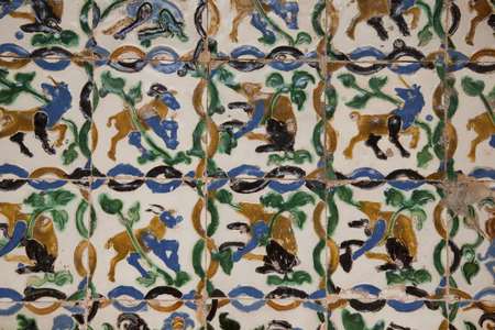 Close-Up of Azulejo Tiles, Royal Fortresses, Seville, Spain, 2007 (photo)