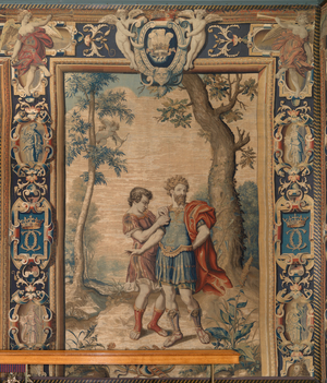 Mars, Alectryon and Cupid, c.1620-22 (woven silk & wool tapestry)