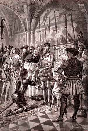 Sir John de Coupland, received by Edward III of England, 1881 (illustration)