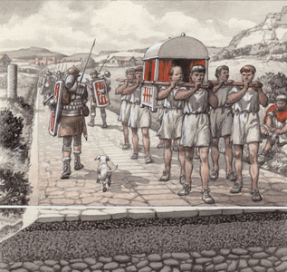 A Roman road (gouache on paper)