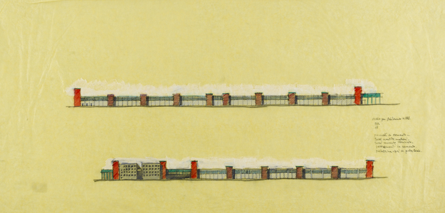 Study for establishment in USSR, 1988 (ink, pastel and marker on tissue paper)