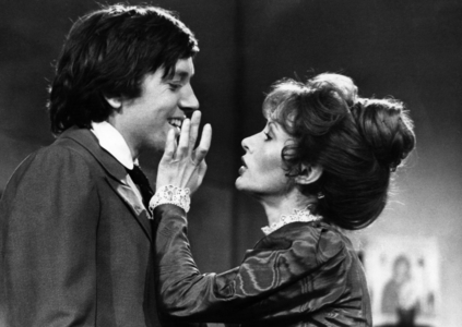 La Piece De Theatre Les Just De Marionsarraut With Bernard Giraudeau, Pascale Audret 1974 (b/w photo)