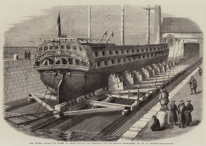 New Patent Slipway in Course of being erected at Cronstadt for the Russian Government, by Mr H Grissell (engraving)