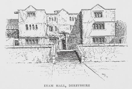 Eyam Hall, Derbyshire (litho)