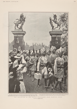 The Departure of the Indian Contingent from Hampton Court, 1902 (print)